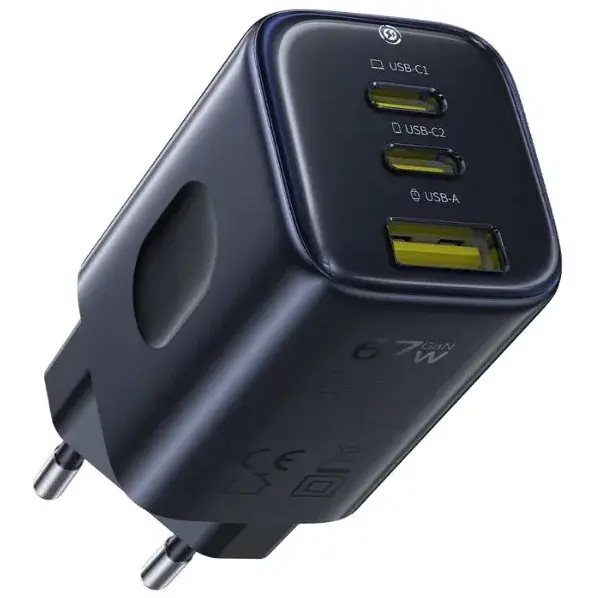 BASEUS Incarcator de retea Baseus PicoGo AE11 67W, 2x USB-C, 1x USBA, Negru