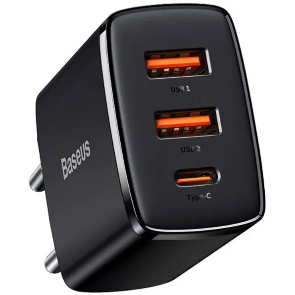 BASEUS Incarcator retea Baseus CCXJ-E01, 2 x USB, 1 x USB-C, PD, 3A, 30 W, Negru