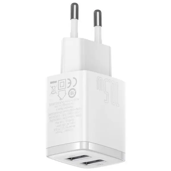 BASEUS Incarcator retea Baseus CCXJ010202, 2x USB, Alb