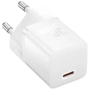 BASEUS Incarcator retea Baseus GaN Mini 1C, 30W, 3A, 1 x USB-C, Alb