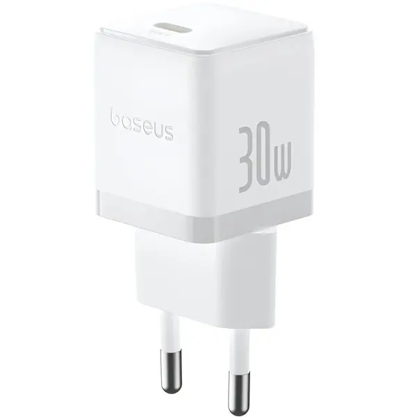 BASEUS INCARCATOR retea Baseus Palm, Quick Charge 30W, 1 x USB Type-C, 5V-3.0A, include cablu USB Type-C la USB Type-C 1m, Alb P10111605213-01