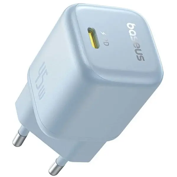 BASEUS INCARCATOR retea Baseus PicoGo GaN, Quick Charge 45W, 1 x USB Type-C, 5V-3.0A, Albastru P10176800313-00