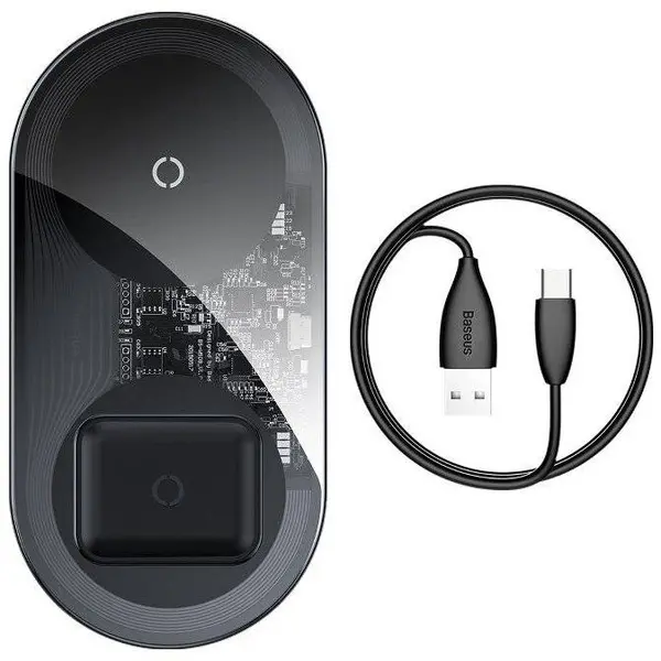 BASEUS Incarcator Wireless Baseus WXJK-A01 2-IN-1 18W, Black