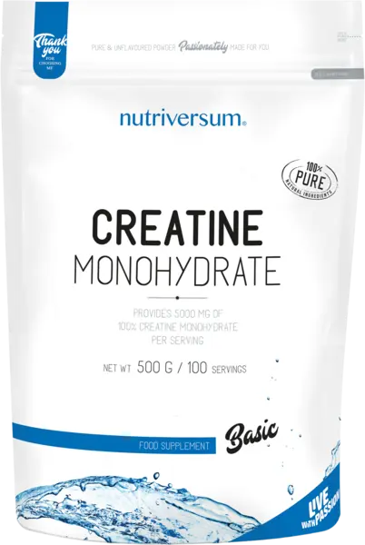 Basic Creatine Monohydrate, 500 g, fără gust, Nutriversum