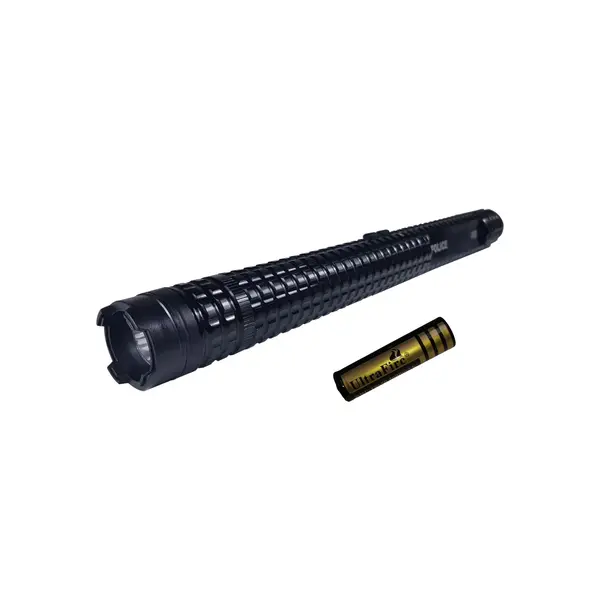 Baston electrosoc si lanterna DEPOX , Police X8, metalic, 35 cm, negru, acumulator inclus