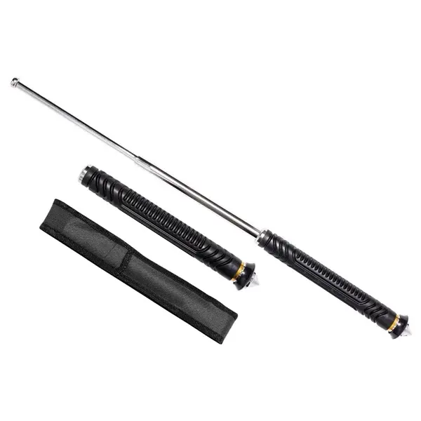 Baston telescopic pliabil, ciocan geamuri detasabil, 53,5 cm, husa cordura, argintiu