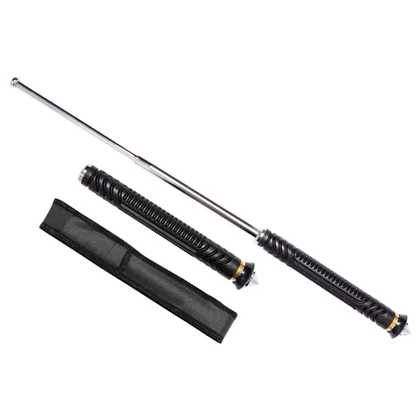 Baston telescopic pliabil, titan, ciocan geamuri detasabil, 65,5 cm, husa cordura, negru