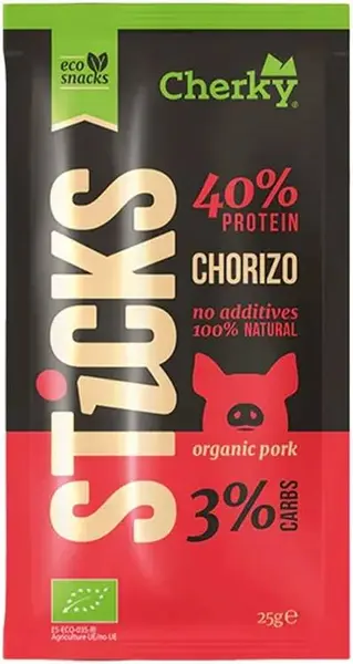 Băț de chorizo de porc organic, 25 g, Cherky