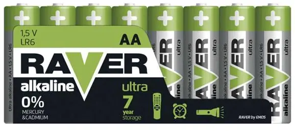 Baterie AA (R6) alcalina RAVER 8buc