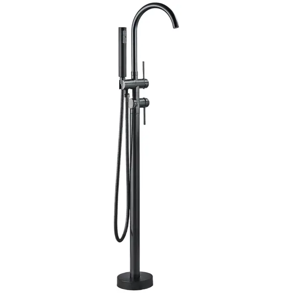 Baterie Baie Independenta BisDesign Pentru Cada, Montaj podea, Tip freestanding, Cadru Rotund, Finisaj Negru Bronz, Dimensiune 117 cm