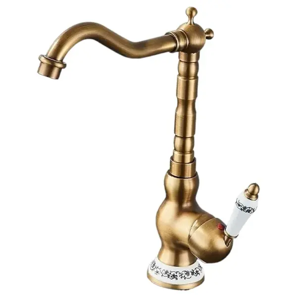 Baterie Baie si Bucatarie BisDesign , Finisaj Bronz Antichizat, Inele Ceramice Decorative, Dimensiune 31 cm