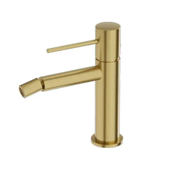 Baterie bideu din alama sanitara, auriu periat, pipa fixa 13 cm, LaVita Verdi