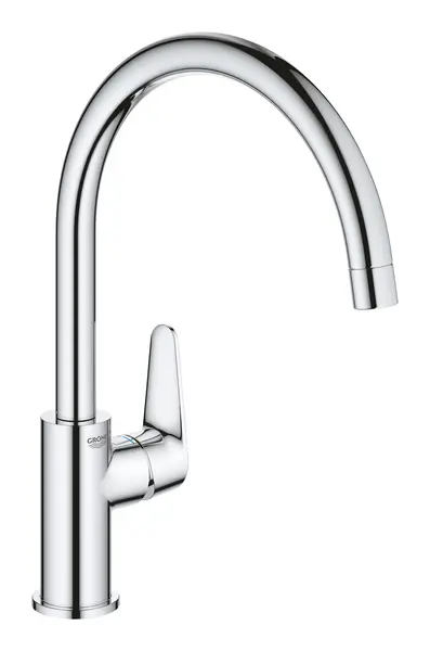 Baterie bucatarie Grohe BauCurve 31536001, 3/8, tip C, pipa inalta, pivotanta, cartus ceramic, monocomanda, Crom