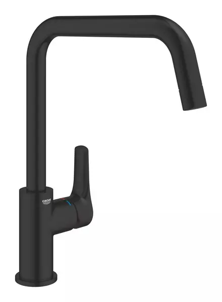 Baterie bucatarie Grohe Eurosmart 305672430, inalta, tip U, monocomanda, Negru mat