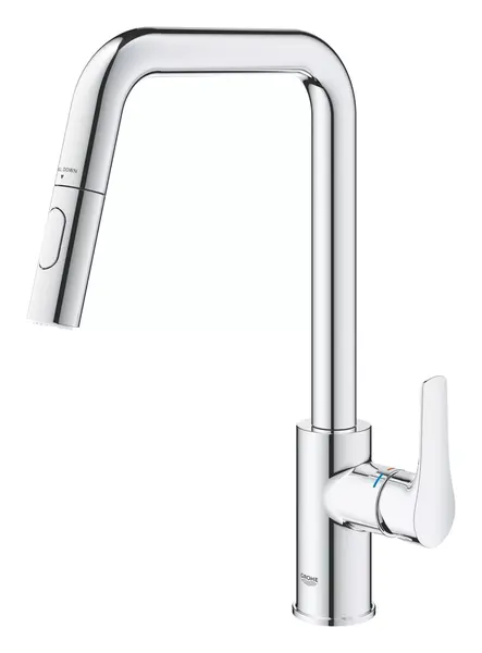 Baterie bucatarie Grohe Eurosmart 30619000, inalta, tip U, dus, 2 functii, Crom