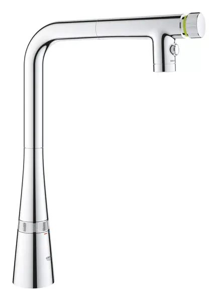 Baterie bucatarie Grohe Scala 31888000, inalta, tip L, dus, 2 functii, dubla comanda, Crom