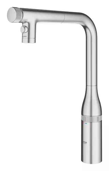 Baterie bucatarie Grohe SmartControl 31892DC0, inalta, tip L, dus, 2 functii, Otel satinat