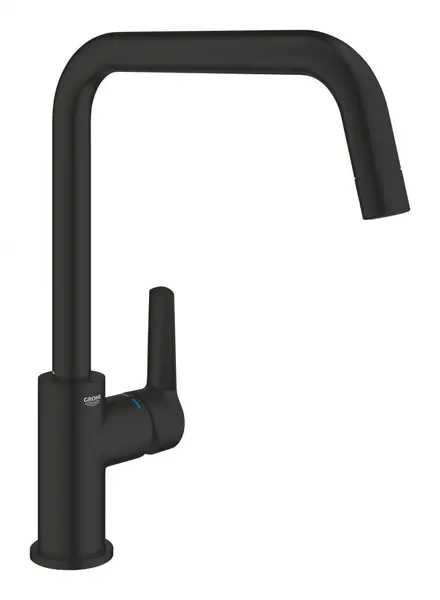 Baterie bucatarie Grohe Start 304702430, 3/8 inch, pipa inalta, tip U, pivotanta, cartus ceramic, mat, Negru