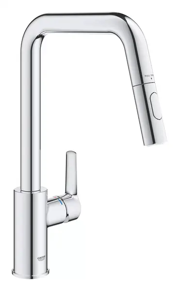 Baterie bucatarie Grohe Start 30631000, inalta, tip U, dus extractabil, 2 functii, Crom