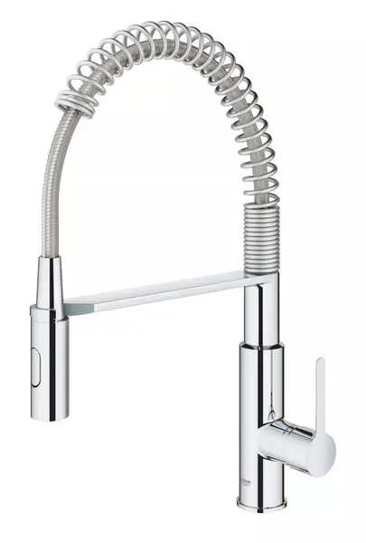 Baterie bucatarie Grohe Via Cosmo 30614000, inalta, tip C, dus, 2 functii, monocomanda, Crom