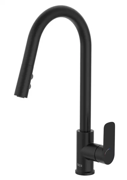 Baterie bucatarie Roca Cala A5A816ENB0, inalta, tip C, dus, mat, Negru