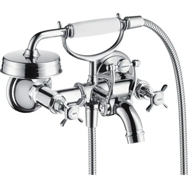 Baterie cada crom lucios cu para si furtun dus, dubla comanda, Hansgrohe Axor Montreux