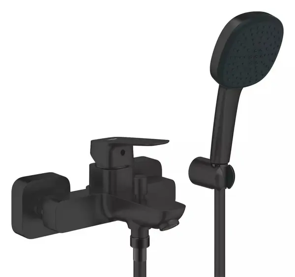 Baterie cada/dus Grohe Cubeo 1018142430, aparenta, set dus, Negru Mat