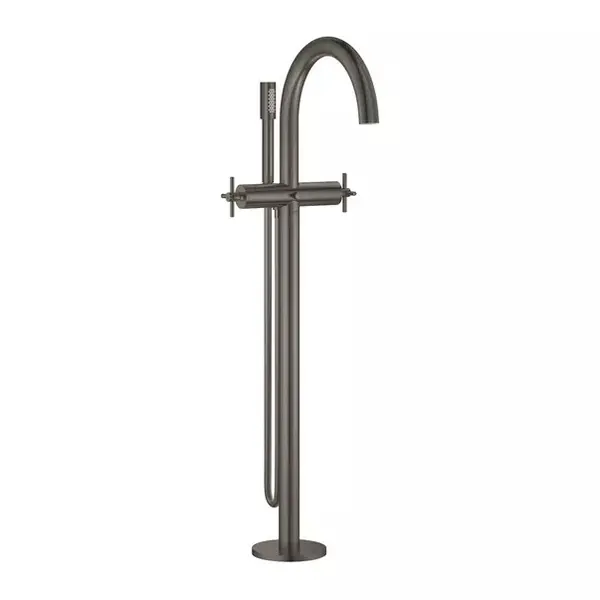 Baterie cada Grohe Atrio 25044AL3, 1/2 inch, pe podea, set dus, necesita valva, mat, Grafit