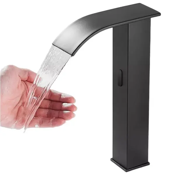Baterie Chiuveta Baie BisDesign, Senzor de Miscare, Tip Cascada, Negru Mat, 31cm