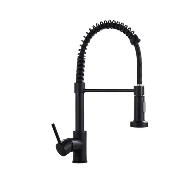 Baterie Chiuveta Bucatarie, 2 Moduri de Curgere cu Dus Extractabil, Finisaj Negru Mat, Dimensiune 44 cm