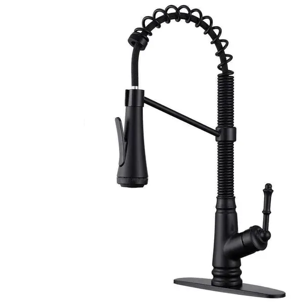 Baterie chiuveta bucatarie, Dus extractabil, 4 Functii de curge, Finisaj Negru Mat Antichizat, Dimensiune 48 cm
