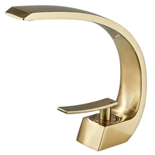Baterie Chiuveta Lavoar Baie BisDesign , Finisaj Auriu Mat, Model Lebada, Dimensiune 20 cm