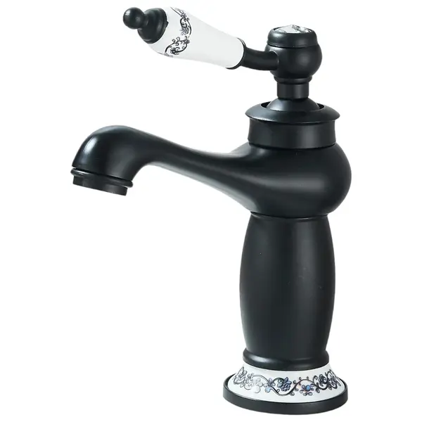 Baterie Chiuveta Lavoar Baie BisDesign , Finisaj Negru Antichizat, Inele Ceramice, Dimensiune 20 cm
