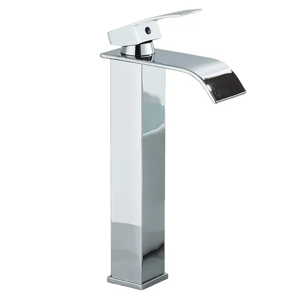 Baterie Chiuveta Lavoar Baie BisDesign , Pipa Tip Cascada, Stil Patrat, Finisaj Crom Lucios, Dimensiune 27 cm