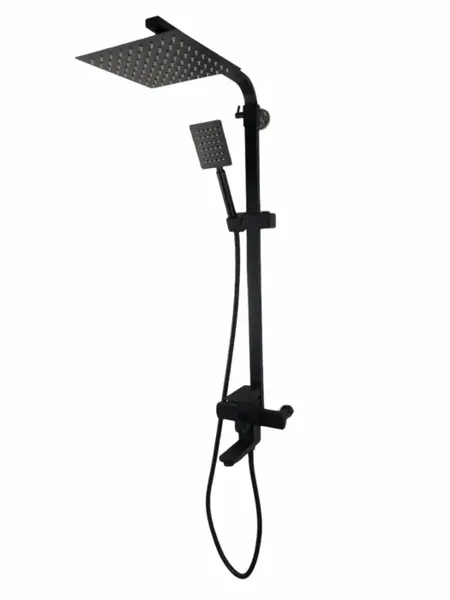 Baterie de baie cu coloana de dus MIXXUS KUB-009-J, otel inoxidabil, inaltime 120cm, Monocomanda, Neagra