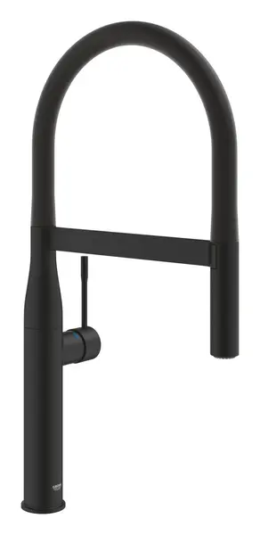 Baterie de bucatarie Grohe Essence 30503KF0, 3/8 inch, pipa extra inalta, tip C, dus extractabil, 2 pulverizari, mat, Negru