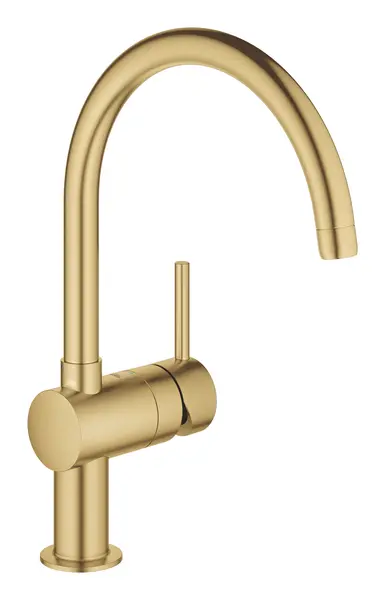 Baterie de bucatarie Grohe Minta 32917GN0, 3/8 inch, monocomanda, pipa inalta, tip C, cartus ceramic, pivotanta, limitator, mat, Cool sunrise