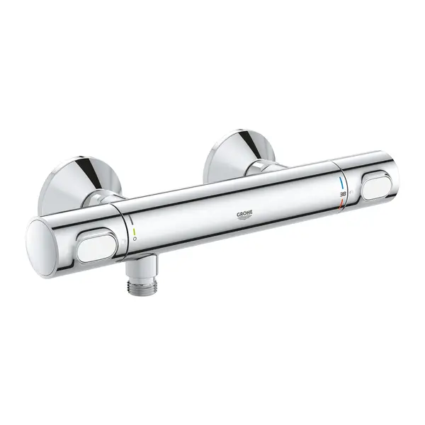 Baterie de dus Grohe Grohterm 34793000, montaj pe perete, termostat, siguranta 38 grade, cartus ceramic, protectie reflux, Crom