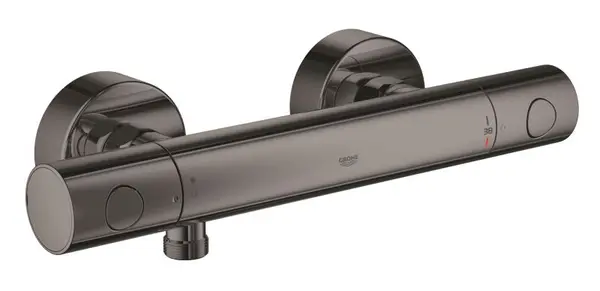Baterie de dus Grohe Grohtherm 1000 Cosmo 34065A02, 1/2 inch, termostat, aparent, protectie oparire, filtru impuritati, limitator, lucios, Hard graphite