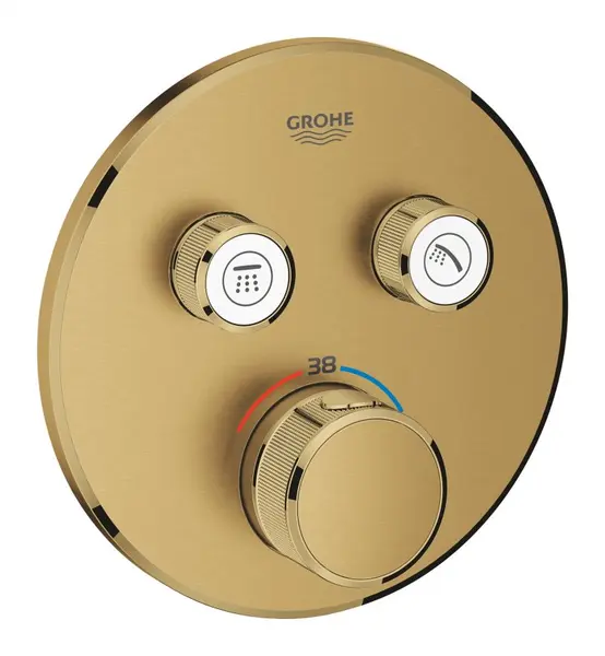 Baterie dus Grohe Grohtherm Smartcontrol 29119GN0, 2 iesiri, termostat, push&turn, masca metalica, filtru impuritati, necesita set fixare, mat, Cool sunrise