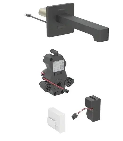 Baterie electronica de lavoar incastrata, alimentare retea, easy to clean, negru mat, Geberit Brenta