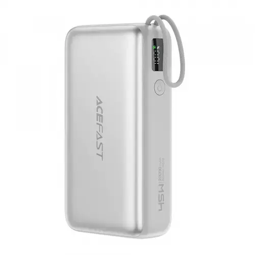 Baterie Externa Acefast M34, 20000mAh, 45W, QC + PD , 1 x USB-A - 2 x USB-C (Argintiu)