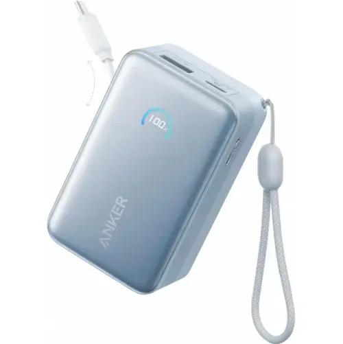 Baterie Externa Anker Nano, 10000mAh, 45W, QC + PD, 1 x USB-A - 2 x USB-C (Albastru)