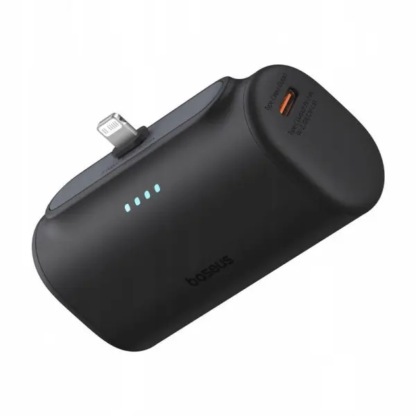 Baterie Externa Baseus Compact, 5000mAh, 20W, PD, 1 x Lightning - 1 x USB-C, Neagra P10068307113-00