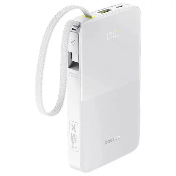 Baterie Externa Baseus EnerFill Bipow2 Pro, 10000mAh, 22.5W, QC + PD, 1 x USB-A - 2 x USB-C, Alba E0027601