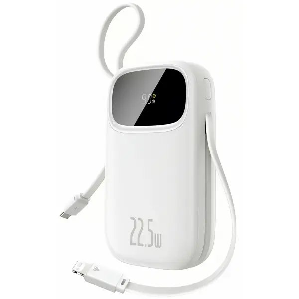 Baterie Externa Baseus EnerFill FC31, 10000mAh, 22.5W, QC + PD, 1 x Lightning - 1 x USB-A - 2 x USB-C, Alba P10082106213-00