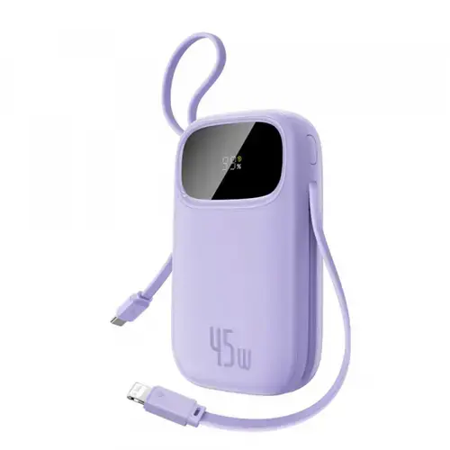 Baterie Externa Baseus EnerFill FC31 Qpow 3, 10000mAh, 45W, QC + PD, 1 x Lightning - 1 x USB-A - 2 x USB-C, E0028C02 (Mov)