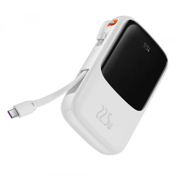 Baterie Externa Baseus Qpow Pro, 10000mAh, 22.5W, QC + PD, 1 x USB-A - 2 x USB-C, Alba PPQD020102