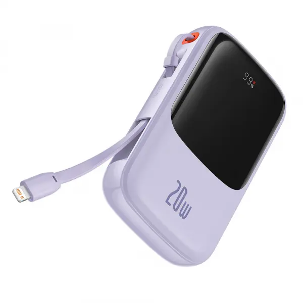 Baterie Externa Baseus Qpow Pro, 20000mAh, 20W, QC + PD, 1 x Lightning - 1 x USB-A - 1 x USB-C, Mov PPQD030005