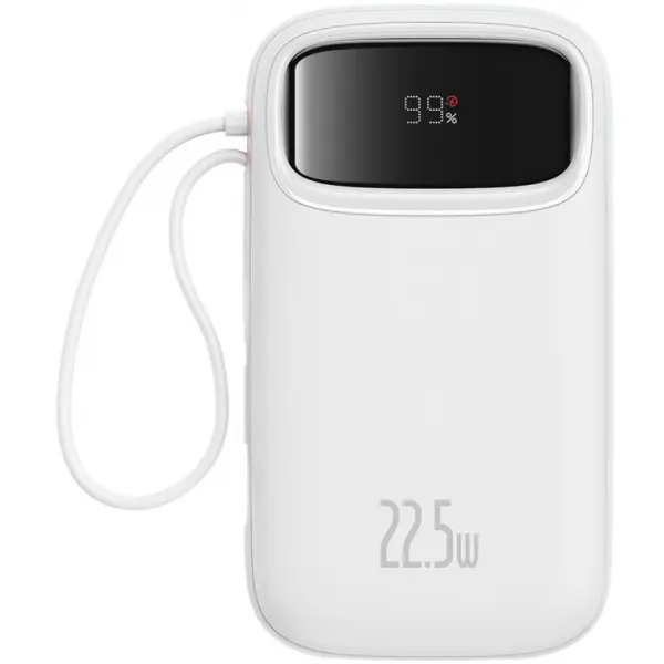 Baterie Externa Baseus Qpow2, 10000mAh, 22.5W, QC + PD, 1 x Lightning - 1 x USB-A - 2 x USB-C, Alba P10055003223-00